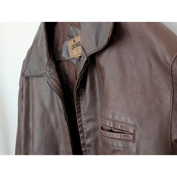 VTG 90s J. Riggings Genuine Leather Bomber Jacket - L - Quilted Lining - Picture 3 of 13